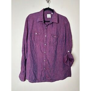 Baird McNutt Mens Murano Linen Slim Fit Shirt XL Purple Indie Roll Tab Going Out